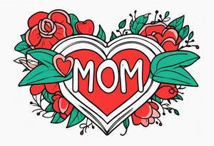 word “mom” in a heart tattoo idea