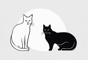 Two cat silhouettes. One gray and one fully black tattoo idea