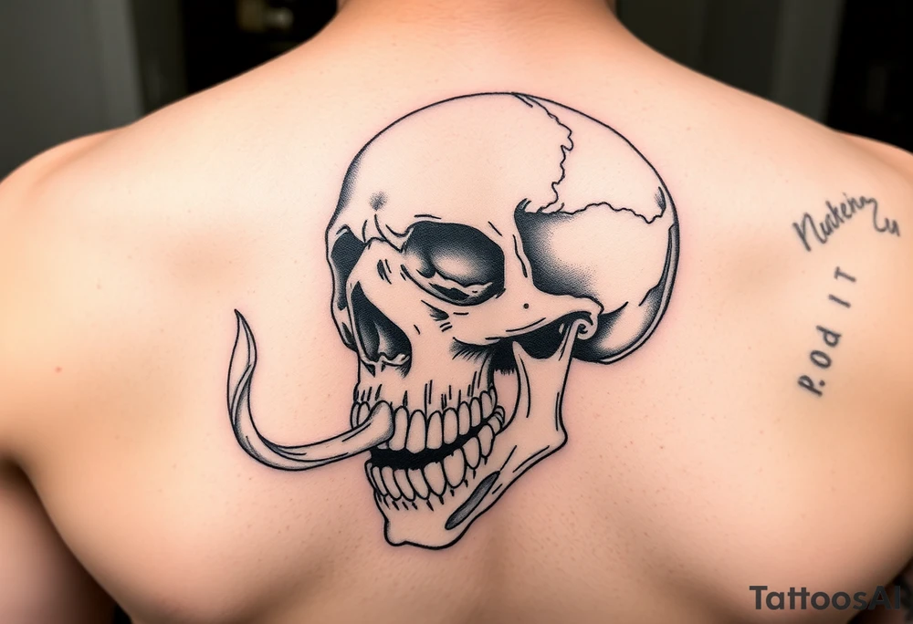 skull with cordyceps fungus smoking out of its mouth tattoo idea