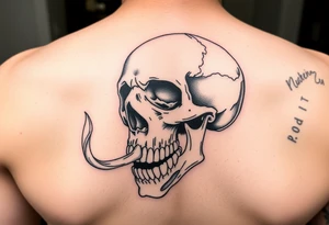 skull with cordyceps fungus smoking out of its mouth tattoo idea