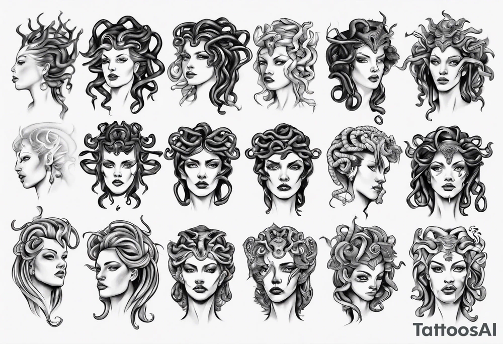 Medusa front profile tattoo idea