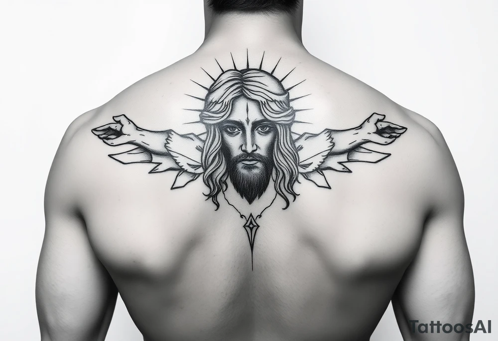 Jesus Full back angles tattoo idea