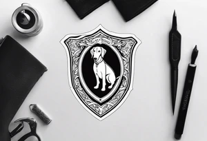 a coat of arms with a hound in the shield tattoo idea