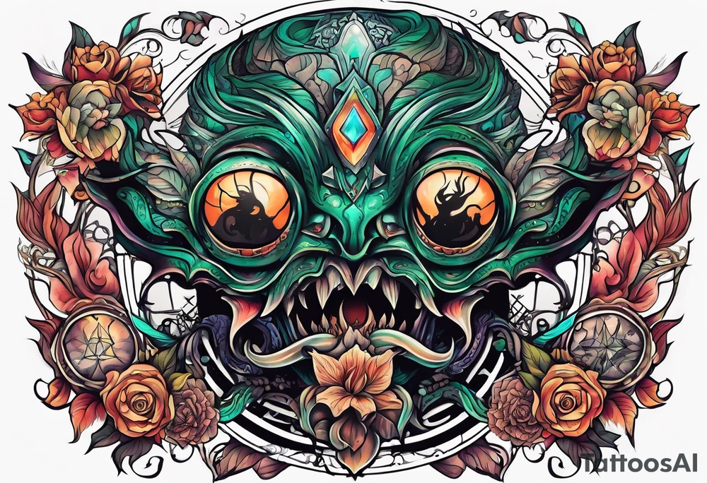 Beautiful Eldridge horror creature, astrology thigh tattoo tattoo idea