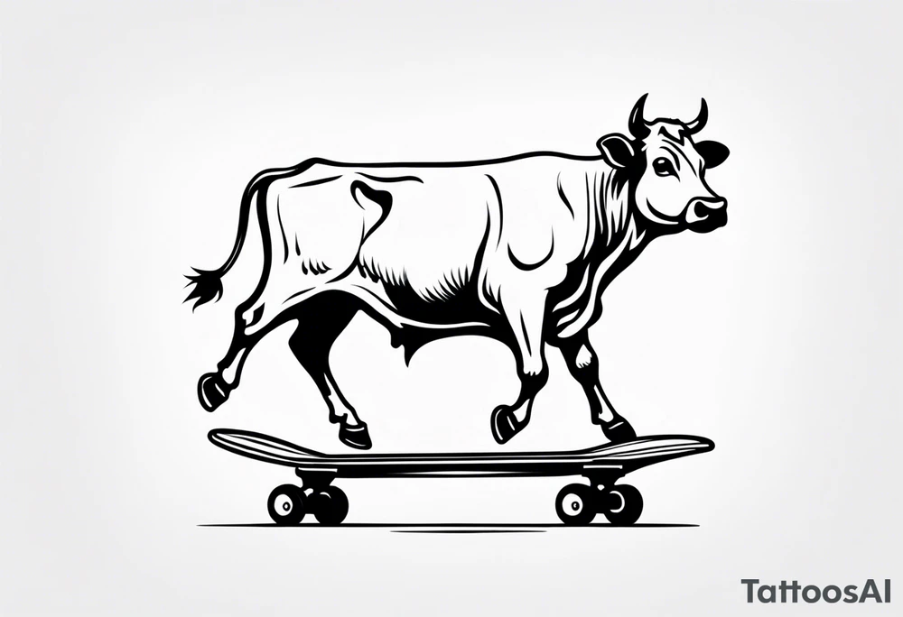 Cow riding skateboard tattoo idea