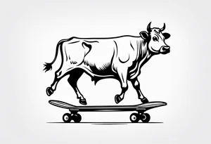 Cow riding skateboard tattoo idea