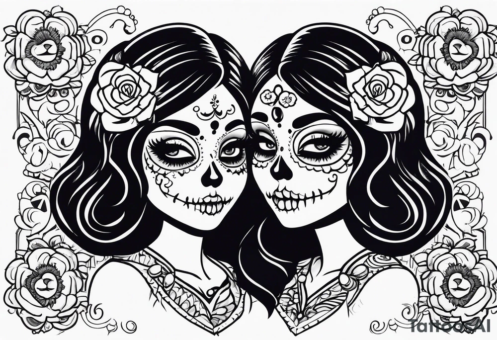 muertos style girls tattoo idea