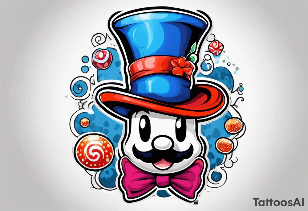 Madhatter blue mushroom mario tattoo idea