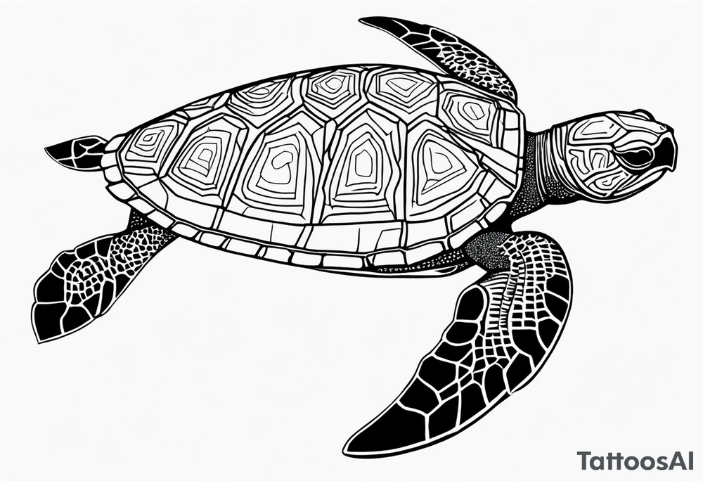 tropical psychedelic turtle, top down view, as seen from above tattoo idea