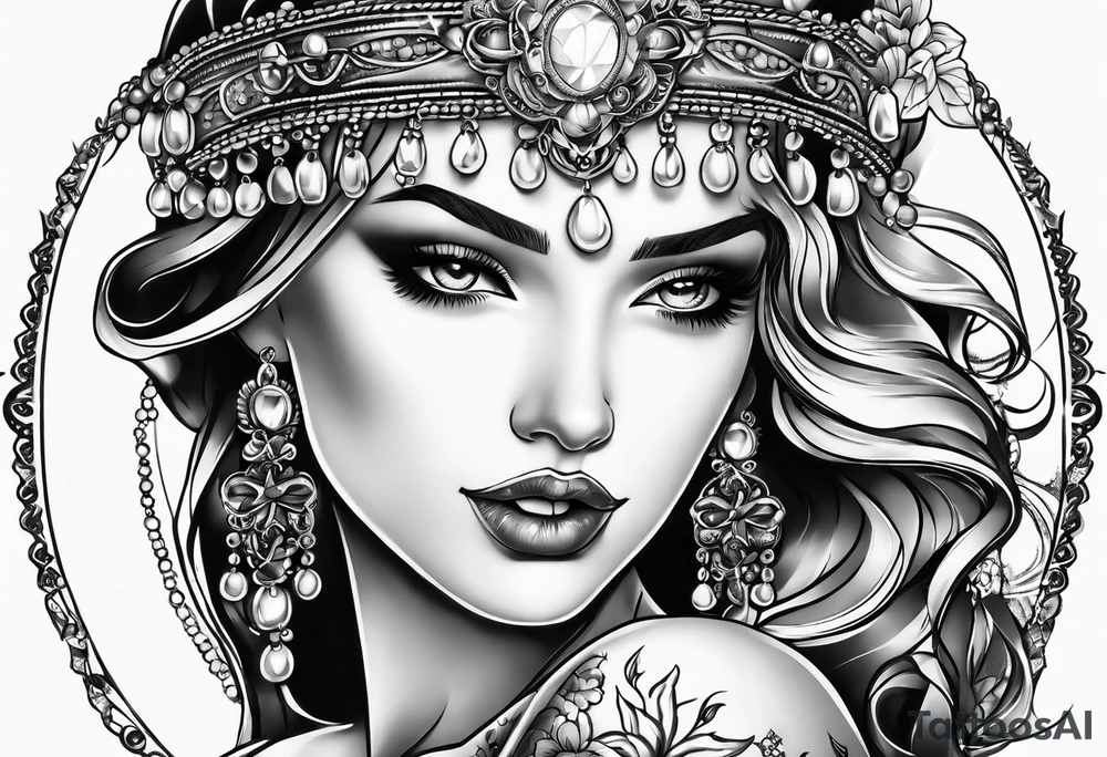 rosary and lingerie tattoo idea