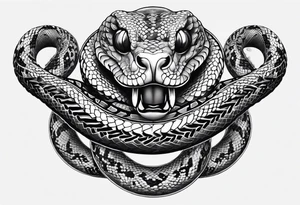 three headed snake in steampunk tattoo idea