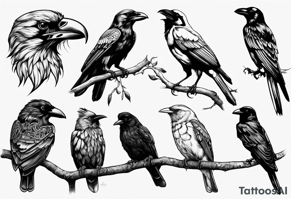 I want a tattoo that goes from the shoulder to the elbow including a scorpion, the metraton cube, the crow and the Roman numeral 19. tattoo idea