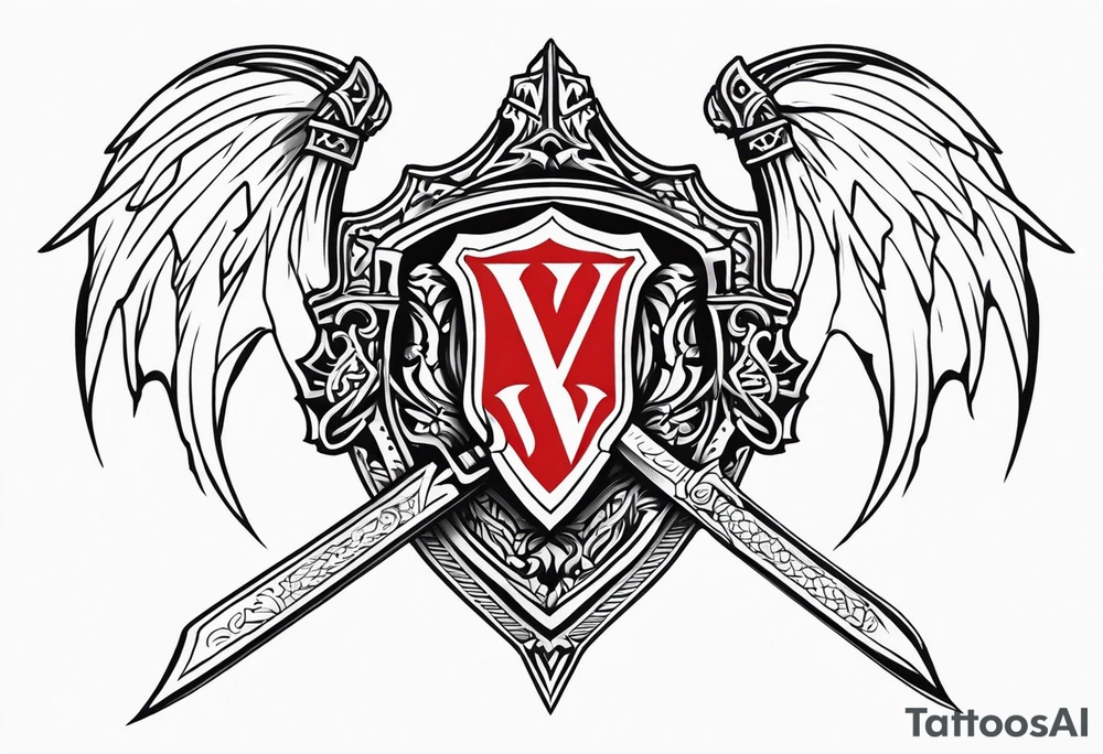 Valhalla sword shield dragon axe valkyrie tattoo idea