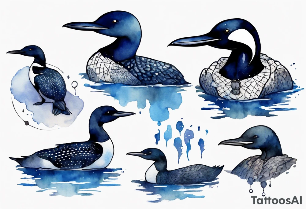 a loon wearing a dark blue cloak tattoo idea
