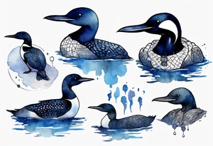 a loon wearing a dark blue cloak tattoo idea