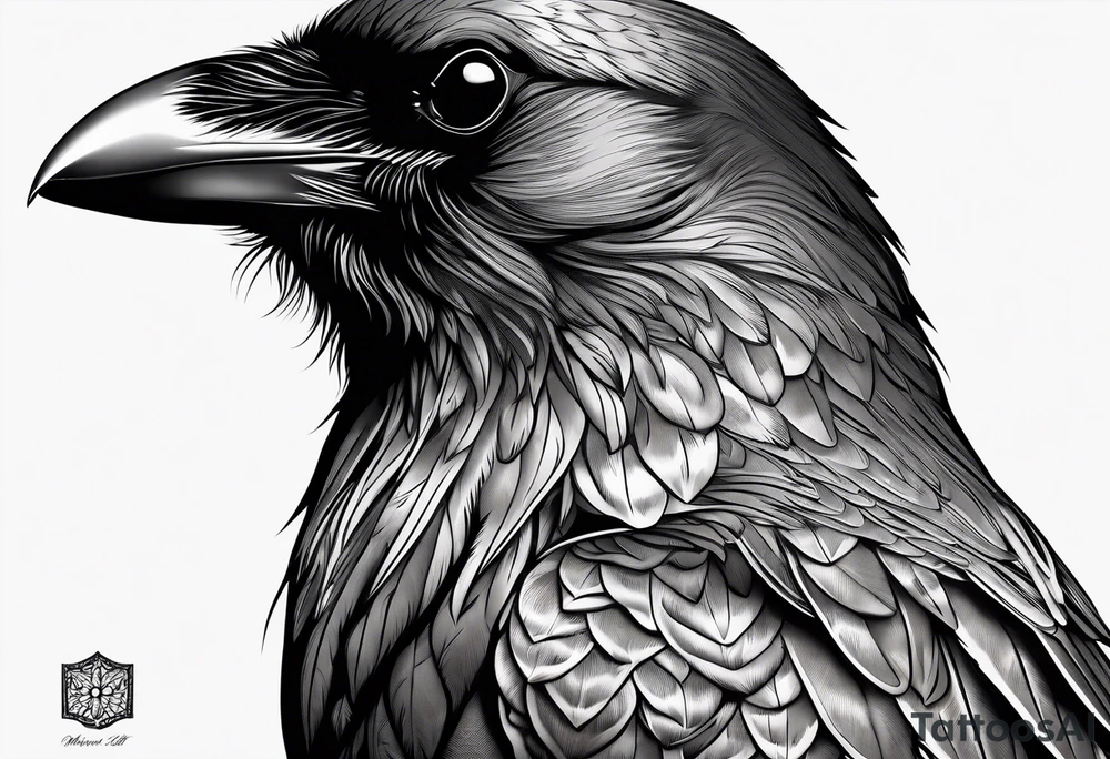 head of a crow outlines tattoo idea