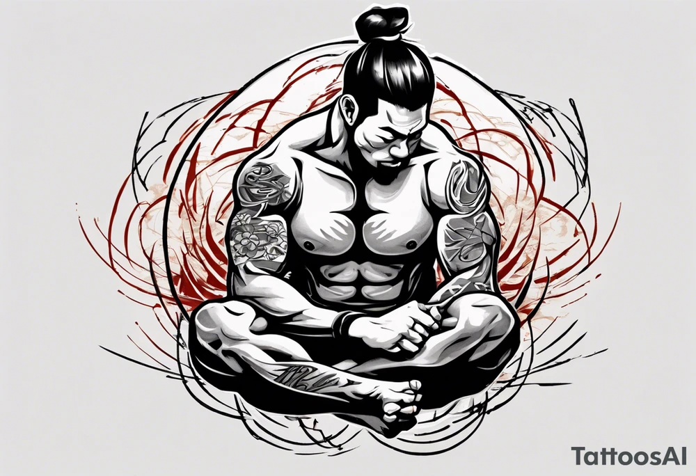 Powerful tatoo writing Jiu-Jitsu with strng shadows and lines tattoo idea