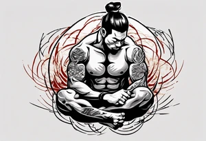 Powerful tatoo writing Jiu-Jitsu with strng shadows and lines tattoo idea