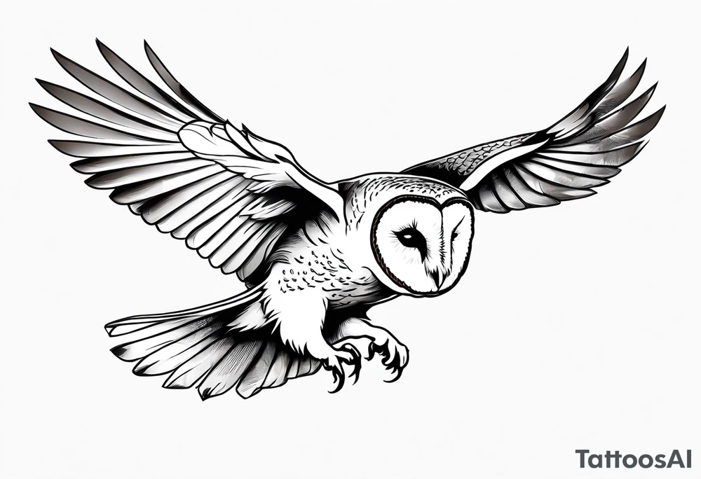 barn owl descending on prey tattoo idea