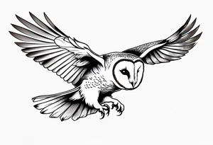 barn owl descending on prey tattoo idea