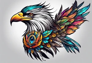 feather wrapping up ark with birds tattoo idea