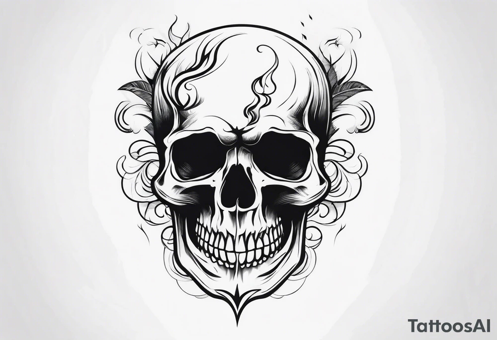 skull with smoke coming from the bottom tattoo idea