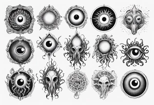 lovecraft them with eye and long tentacle tattoo idea