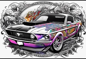 eyeball scorpion ford mustang burnout tattoo idea