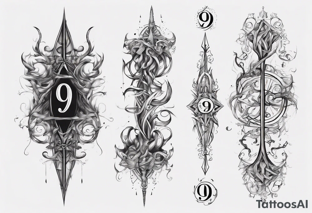 number 9 upside down and right side up connected in the middle. Tall and thin tattoo idea number 9 upside down and right side up connected in the middle. Tall and thin tattoo idea