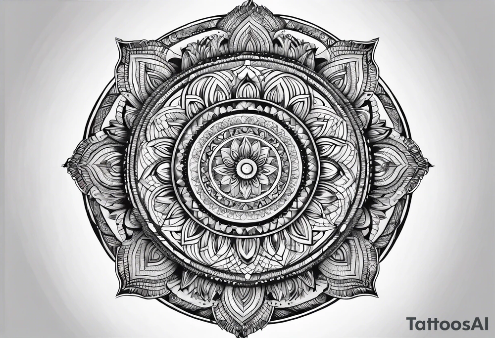 masculine mandala round tattoo idea