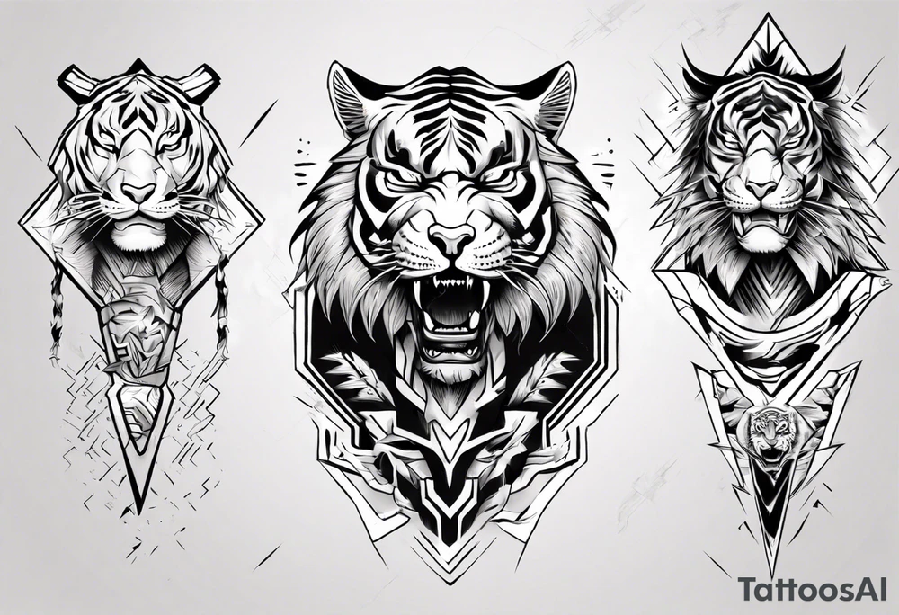 tiger warrior with lightning and the sun for a forearm sleeve tattoo idea tiger warrior with lightning and the sun for a forearm sleeve tattoo idea