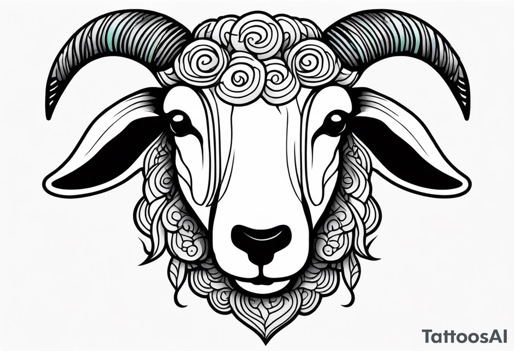 sheep head with background tattoo idea