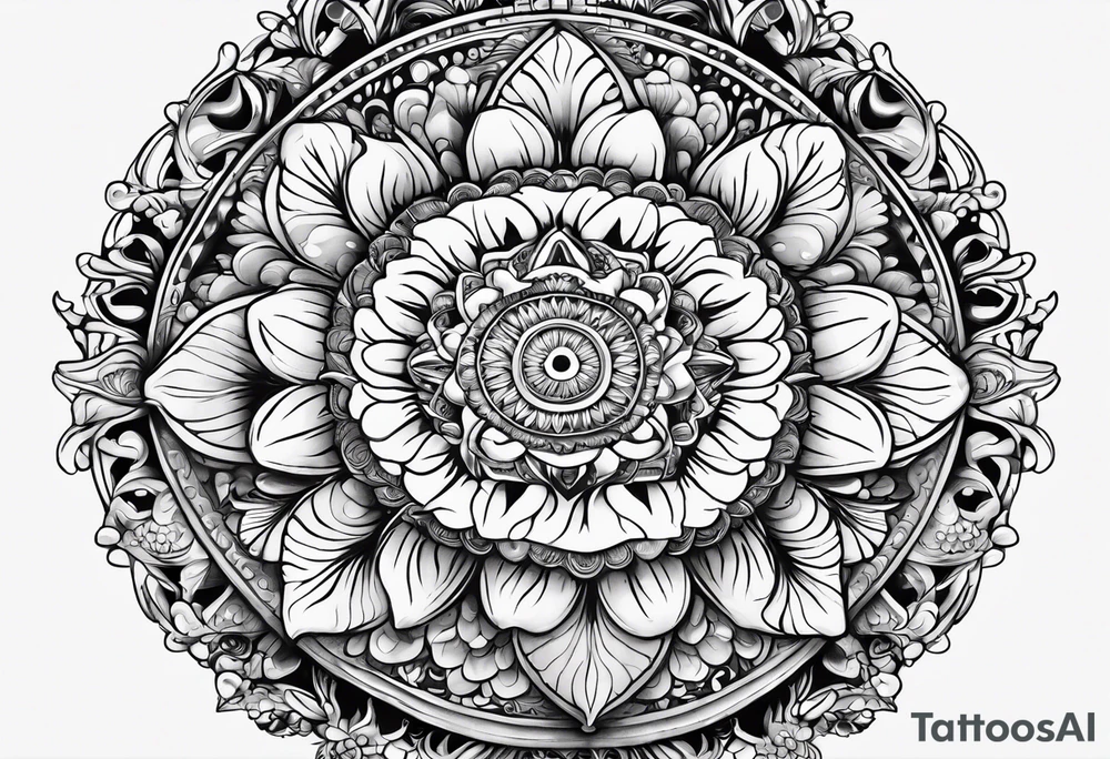 Shaggy mane mushroom mandala tattoo design tattoo idea