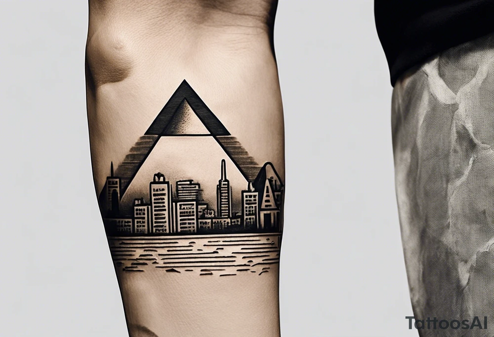 Craft a concise yet powerful tattoo that blends the Pyramids of Giza with the Manhattan skyline as the backdrop, seamlessly integrating the Nile River with the Hudson River. Keep it simple, focusing on key elements like pyramid silhouettes and iconic skyscrapers, allowing the rivers to converge naturally. Opt for a balanced composition with minimal detailing, capturing the essence of your Egyptian heritage alongside your life in New York tattoo idea