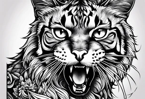 cat growling tattoo idea