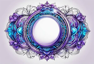 Blue and purple circle and lines tattoo idea