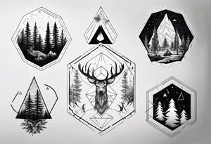 The forest extends beyond the boundaries of the hexagon tattoo idea