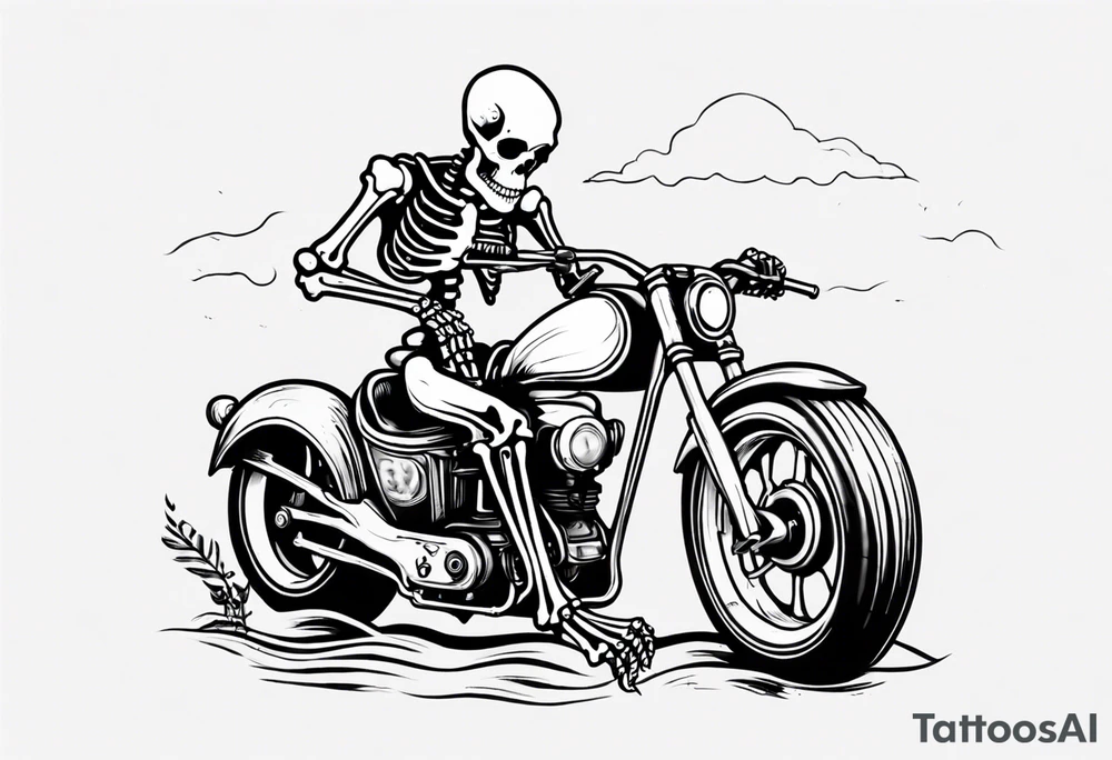 A skeleton riding a motorcycle on the beach drinking a beer tattoo idea A skeleton riding a motorcycle on the beach drinking a beer tattoo idea