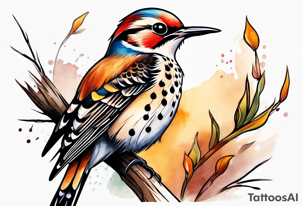 Female flicker bird tattoo idea