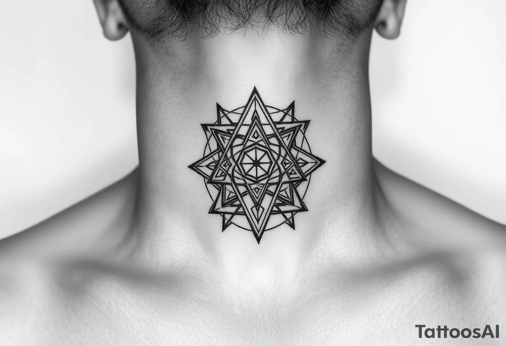 multiple layers of sacred geometry, on the throat and neck tattoo idea