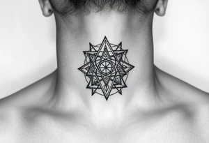 multiple layers of sacred geometry, on the throat and neck tattoo idea