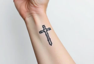 a wooden 12kv distribution pole. Make the pole a cross that has a hidden resemblance to god. tattoo idea