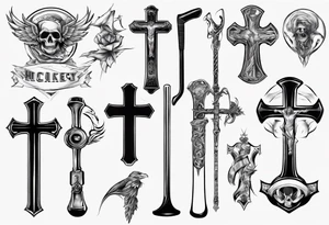 Memorai Hockey stick cross tattoo idea