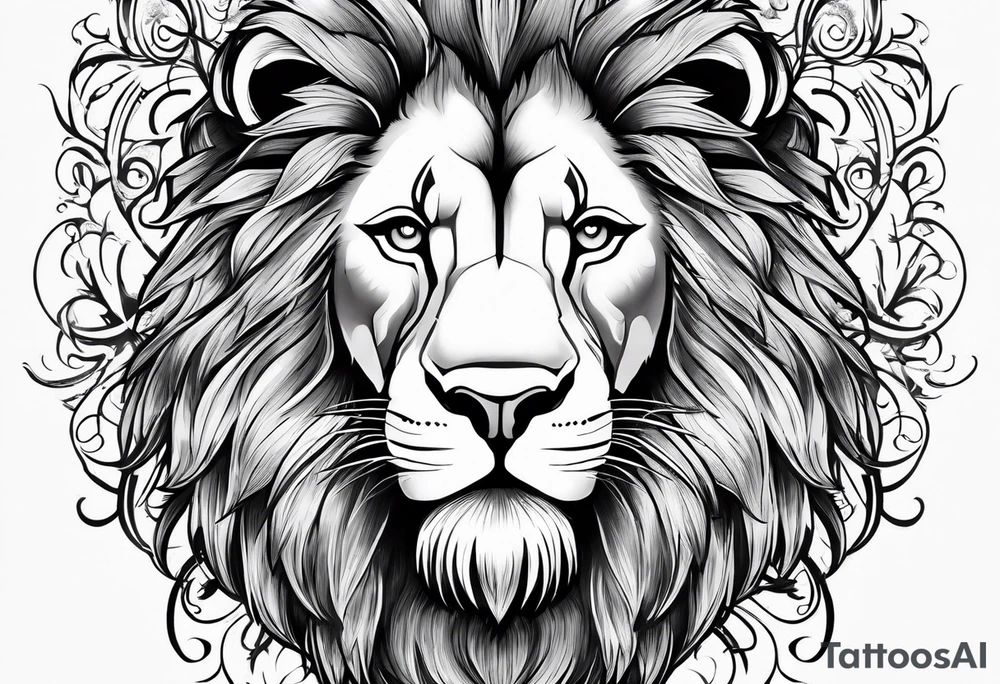 Father lion with two cub lions tattoo idea