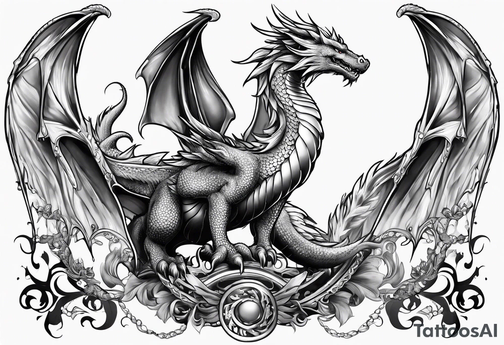 Dragon mushroom wings tattoo idea