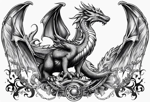 Dragon mushroom wings tattoo idea