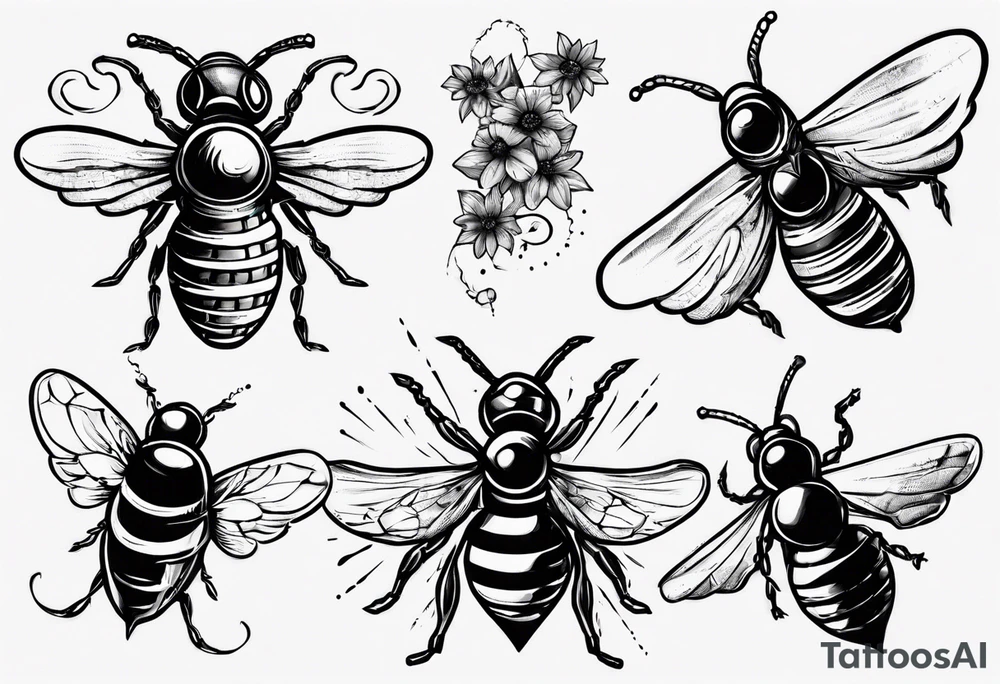 comic biene im flug tattoo idea