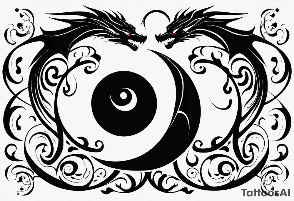 For a Gen Z-inspired dragon and phoenix tattoo, think of a clean, minimalist design that combines symbolism with bold, sleek lines. Imagine a dragon and phoenix spiraling together in a yin-yang-inspired layout. The dragon has a slightly abstract, modern shape, with sharp, flowing lines to show power, resilience, and wisdom, while the phoenix is rendered with sweeping curves and minimal detailing, symbolizing rebirth, growth, and transformation.

Both creatures should interact in a harmonious way, representing balance and duality. To keep it meaningful, focus on line work rather than intricate shading—clear, open spaces allow the tattoo to feel light and energetic. Adding small symbols, like stars or a faint galaxy backdrop, can enhance the "rising from ashes" and "strength through challenge" themes. This design will have a timeless appeal while resonating with Gen Z’s love for symbolism and simplicity. tattoo idea