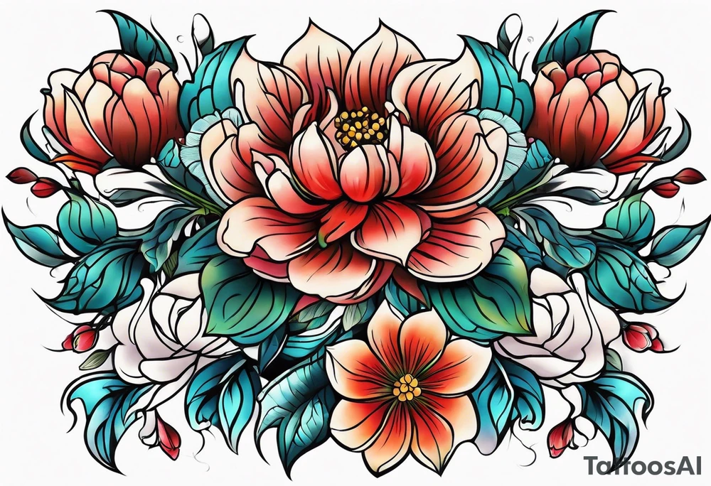 Neo traditional flower tatto tattoo idea