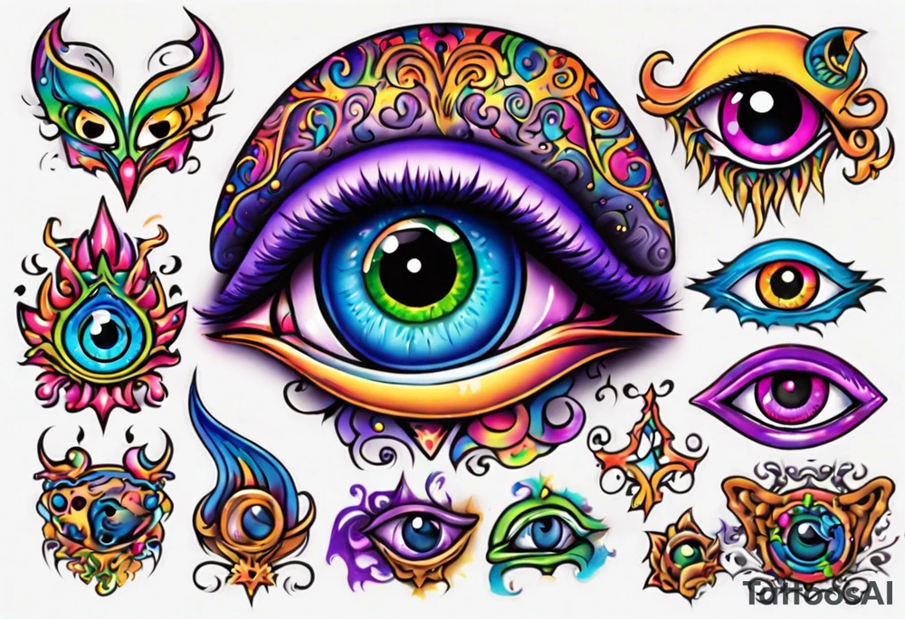 Lisa frank evil eye tattoo idea